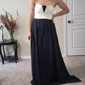 Michelle Mason  leather corset silk gown